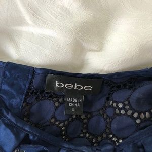 Bebe blouse Navy Size Large with Sequins